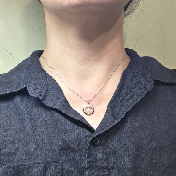 modernist retro Japanese saltwater cultured akoya vintage pearl pendant silver - Picture 7 of 8